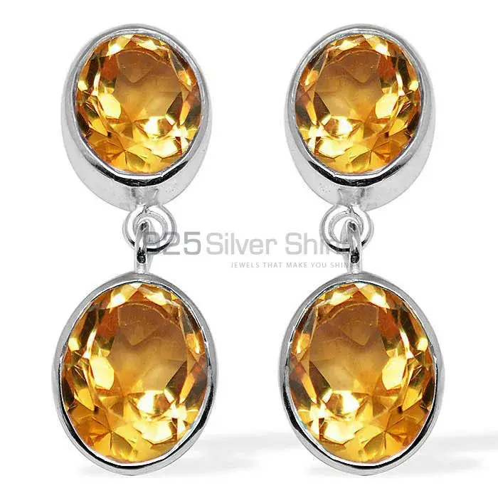 925 Sterling Silver Earrings Suppliers In Semi Precious Citrine Gemstone 925SE1114