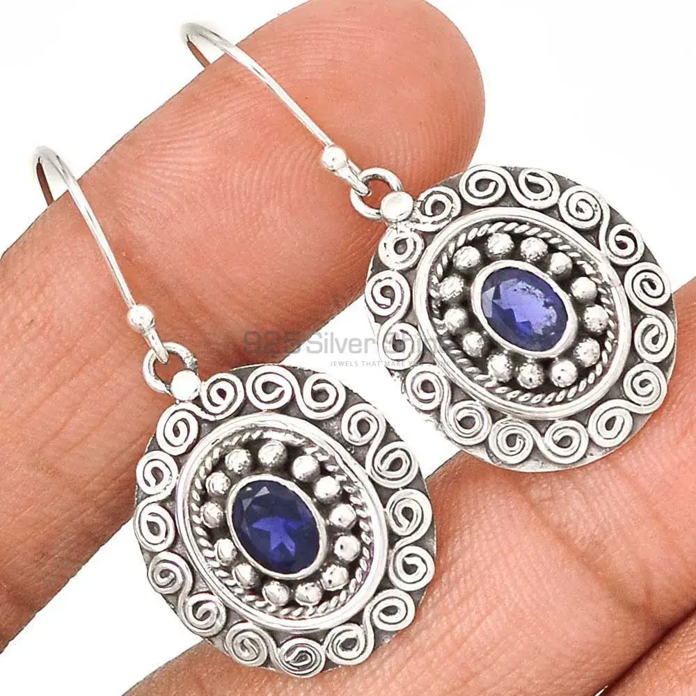 925 Sterling Silver Earrings In Semi Precious Iolite Gemstone 925SE2989_1