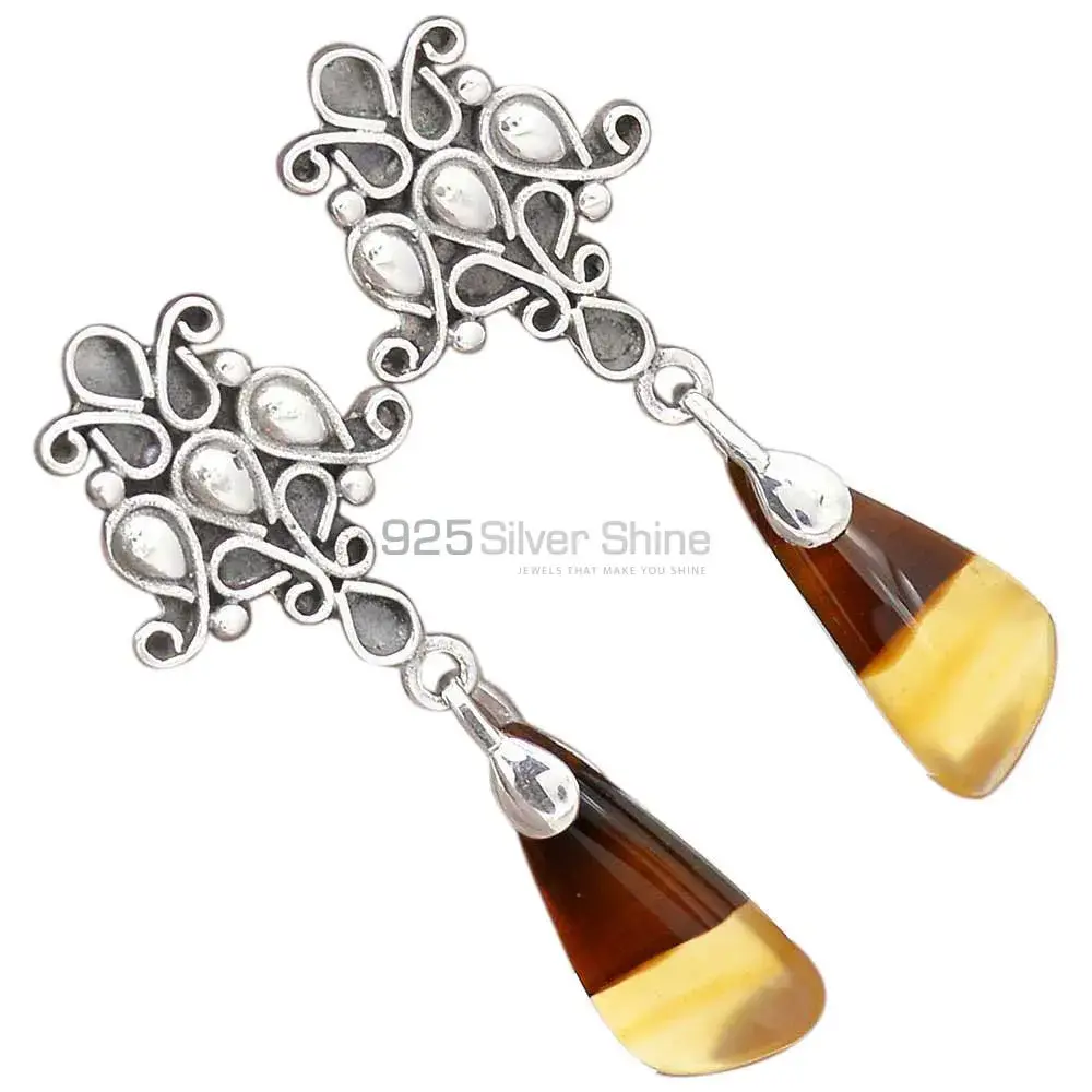 925 Sterling Silver Earrings In Semi Precious Montana Agate Gemstone 925SE2039_2