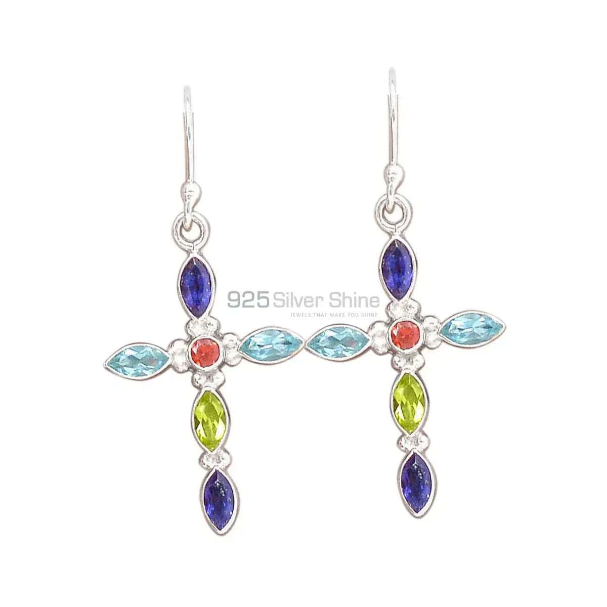 925 Sterling Silver Earrings In Semi Precious Multi Gemstone 925SE2831