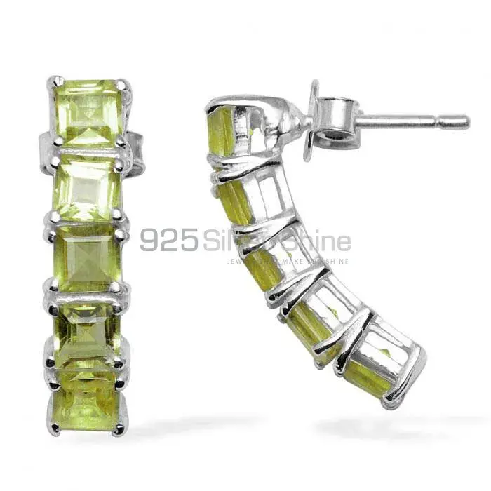 925 Sterling Silver Earrings In Semi Precious Peridot Gemstone 925SE956_0