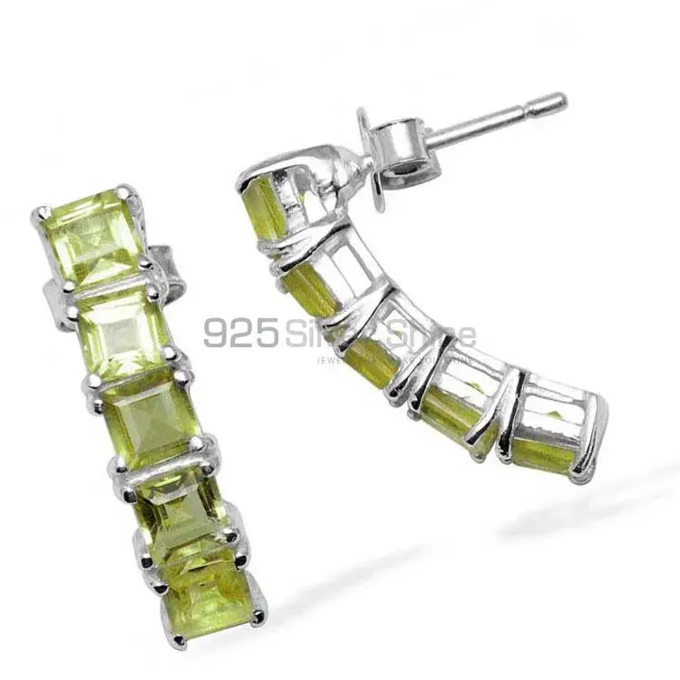 925 Sterling Silver Earrings In Semi Precious Peridot Gemstone 925SE956_1