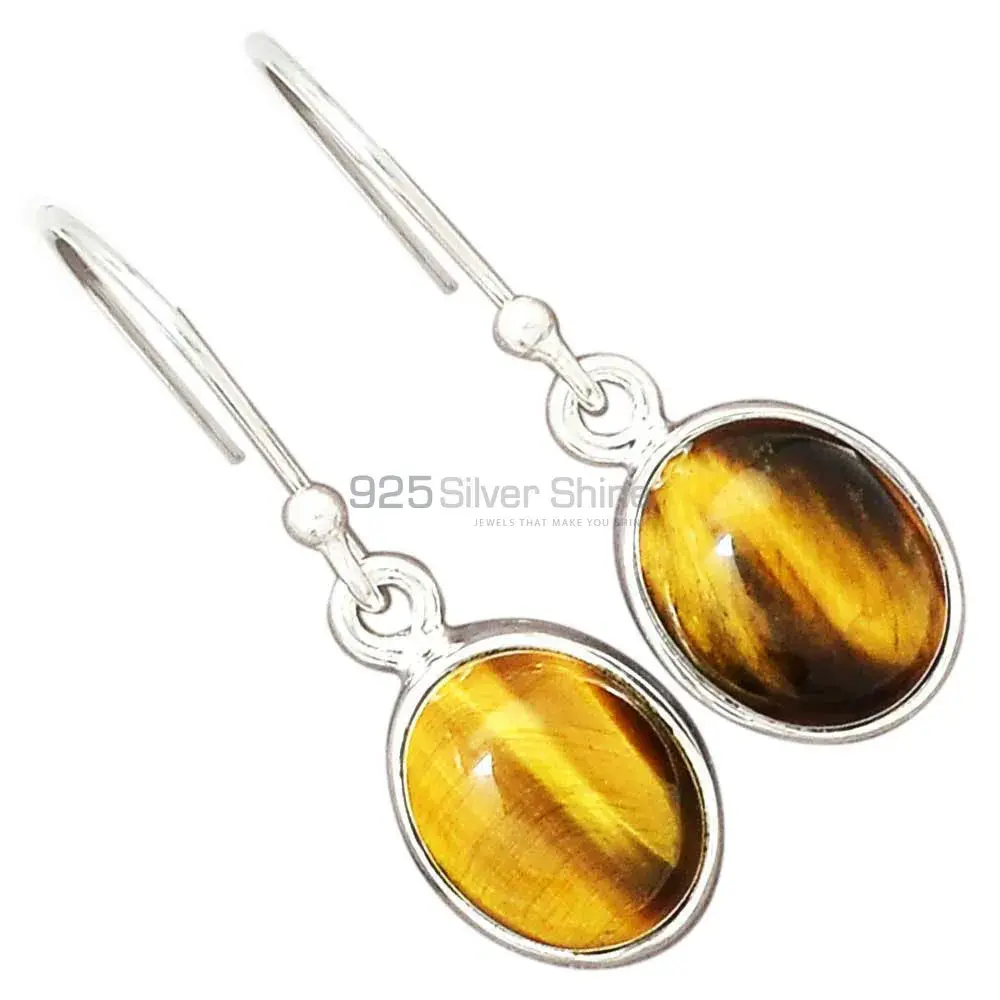 925 Sterling Silver Earrings Suppliers In Semi Precious Tiger's Eye Gemstone 925SE2592_2