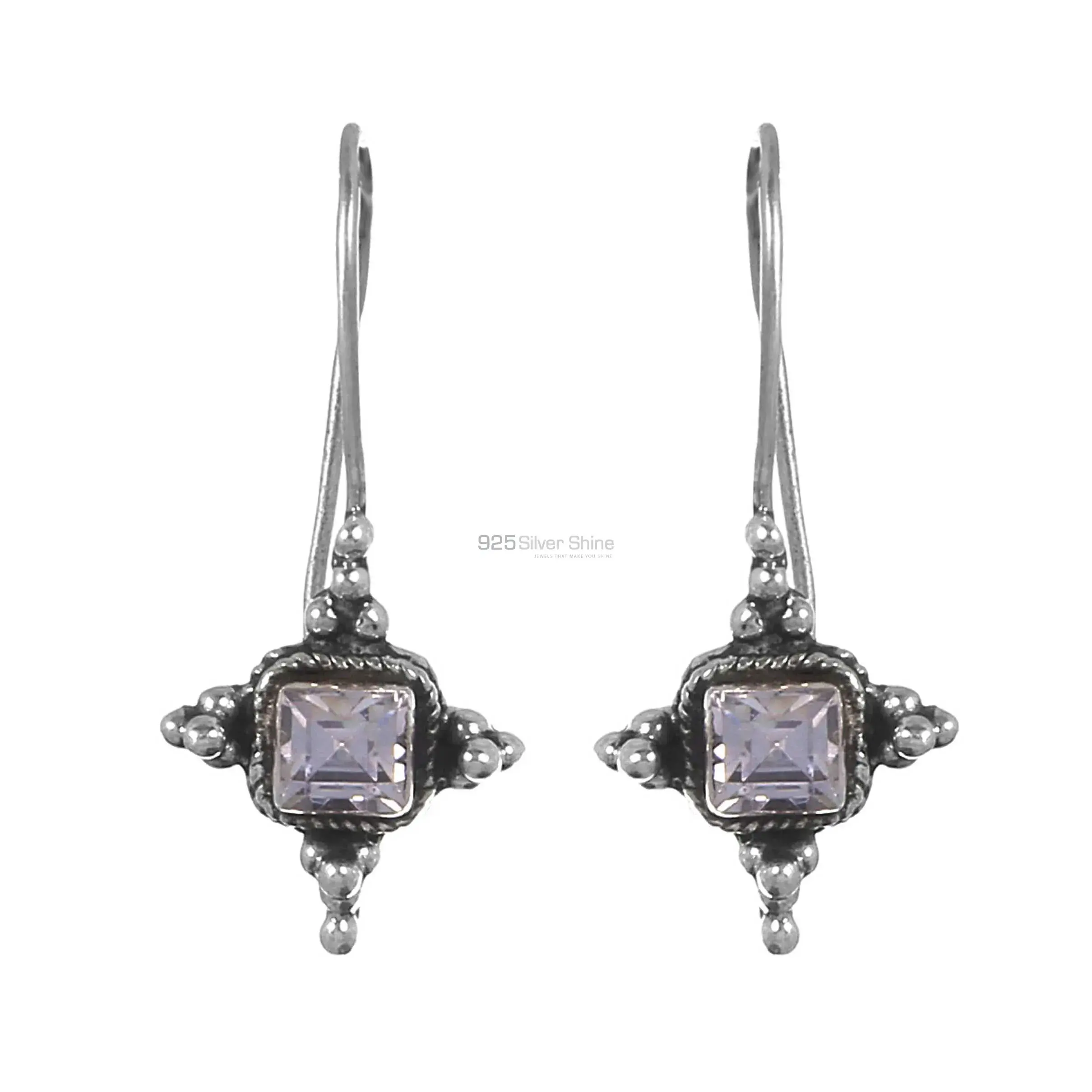 925 Sterling Silver Earrings In Semi Precious White Topaz Gemstone 925SE245_0