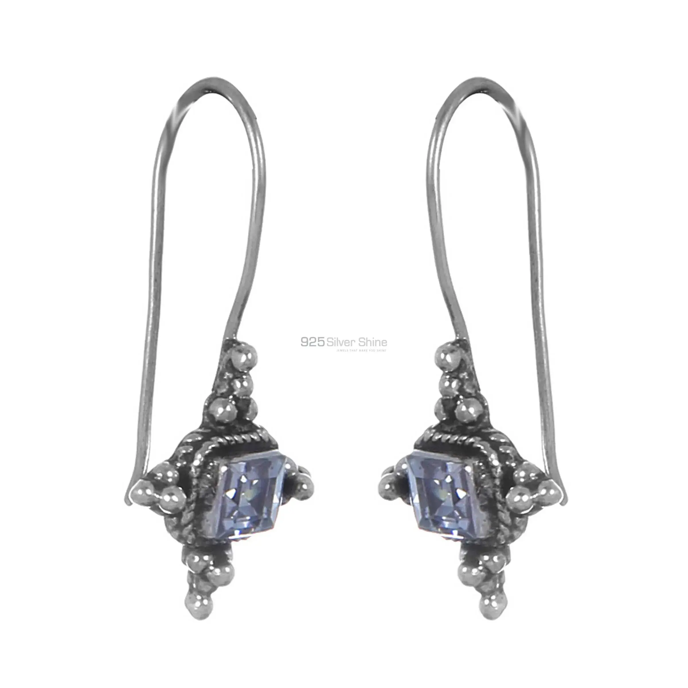 925 Sterling Silver Earrings In Semi Precious White Topaz Gemstone 925SE245_1