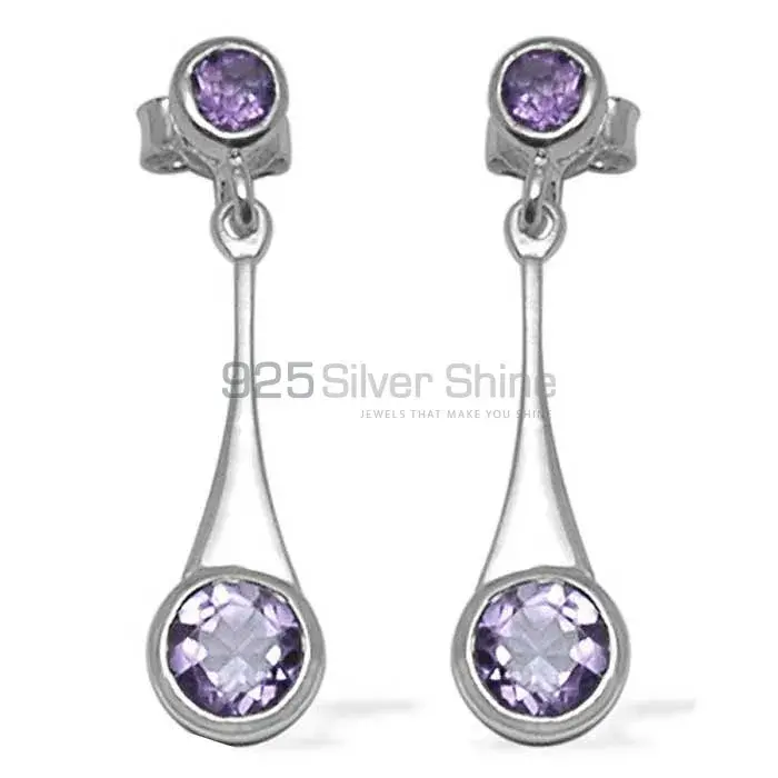 925 Sterling Silver Earrings Wholesaler In Genuine Amethyst Gemstone 925SE717