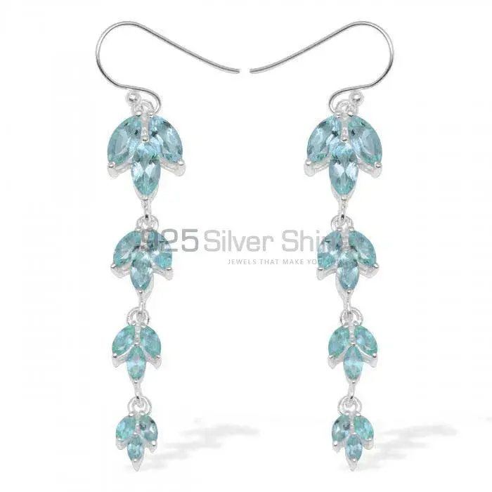 925 Sterling Silver Earrings Wholesaler In Genuine Blue Topaz Gemstone 925SE954