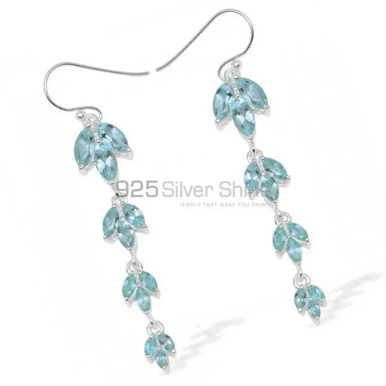 925 Sterling Silver Earrings Wholesaler In Genuine Blue Topaz Gemstone 925SE954_0