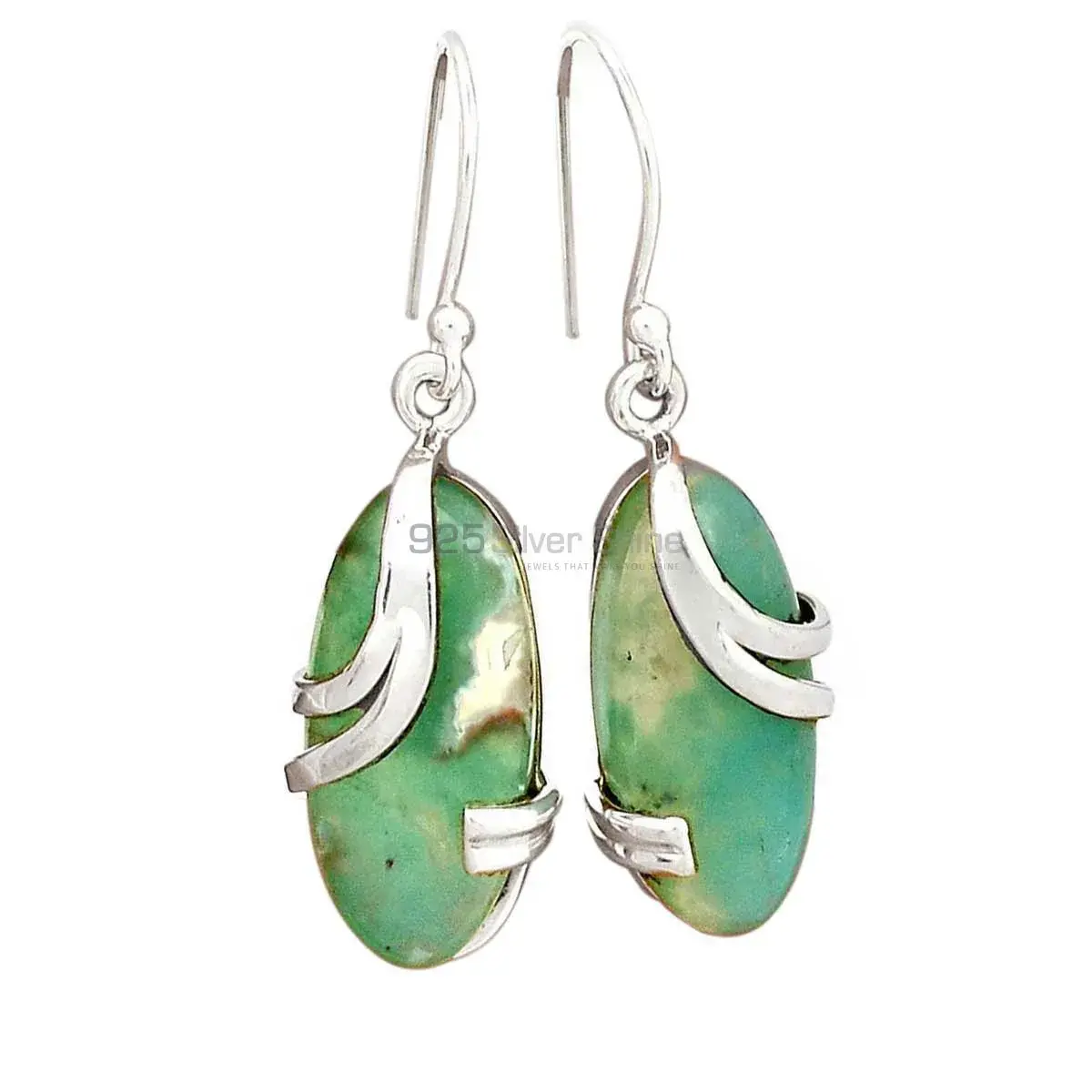 925 Sterling Silver Earrings In Genuine Chrysoprase Gemstone 925SE2116_0