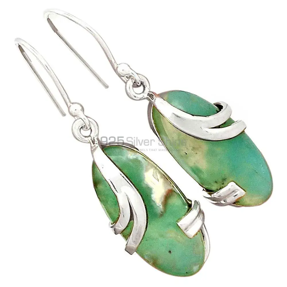 925 Sterling Silver Earrings In Genuine Chrysoprase Gemstone 925SE2116_2