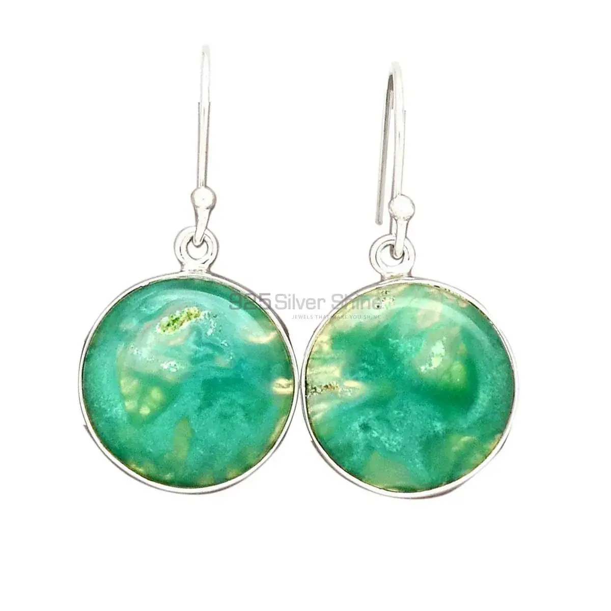 925 Sterling Silver Earrings In Genuine Chrysoprase Gemstone 925SE2274