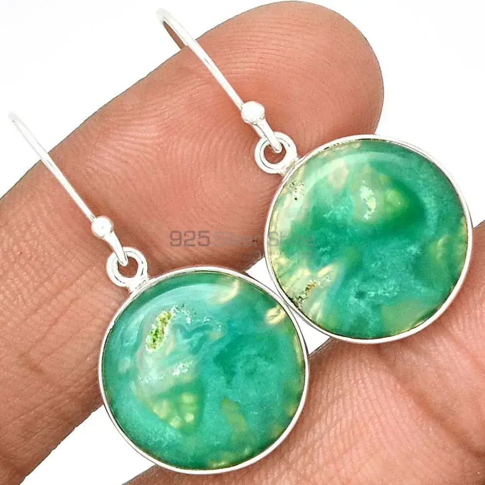 925 Sterling Silver Earrings Wholesaler In Genuine Chrysoprase Gemstone 925SE2274_0