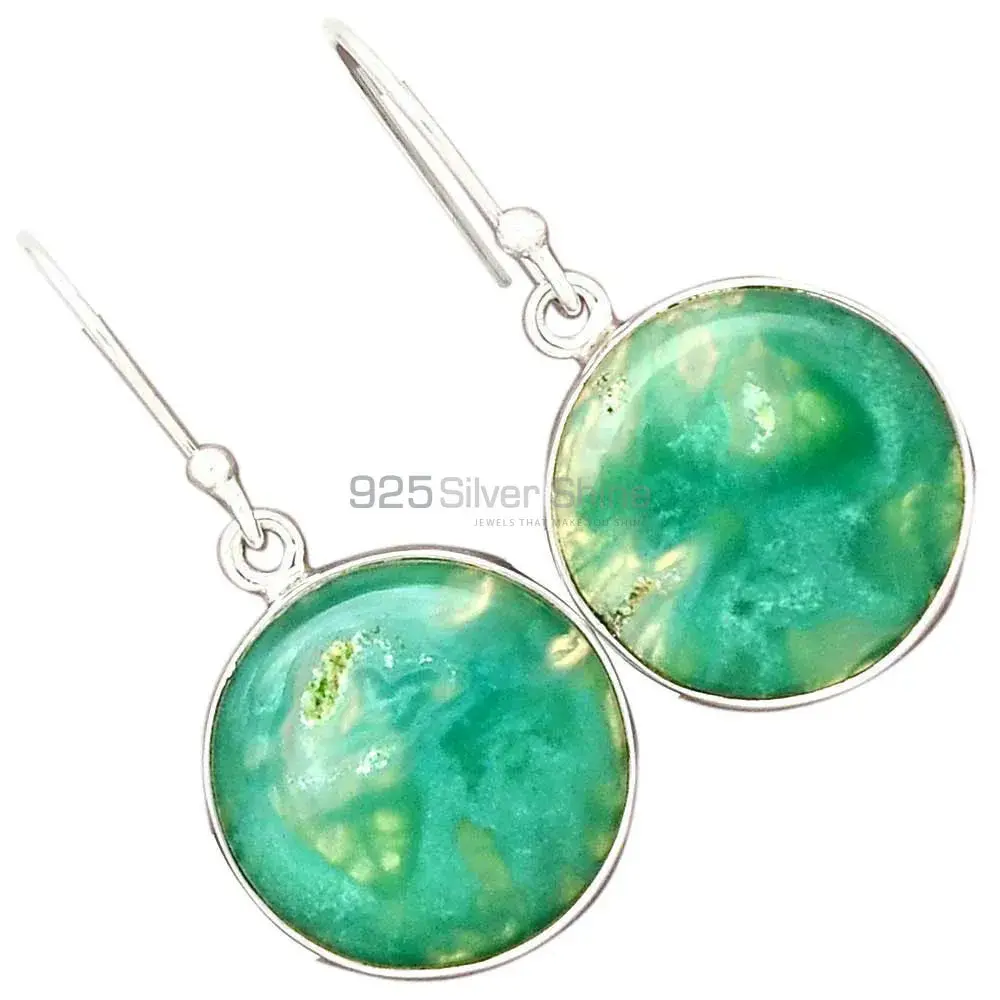 925 Sterling Silver Earrings Wholesaler In Genuine Chrysoprase Gemstone 925SE2274_1