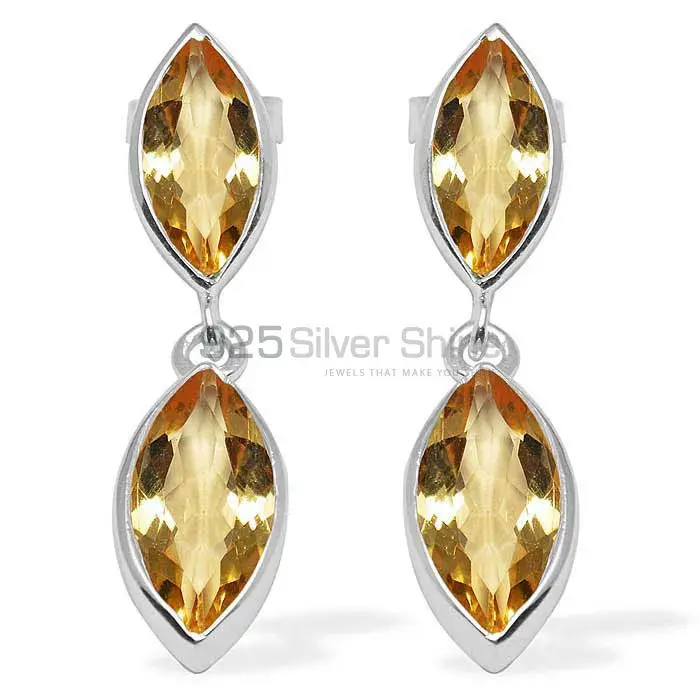 925 Sterling Silver Earrings Wholesaler In Genuine Citrine Gemstone 925SE1112