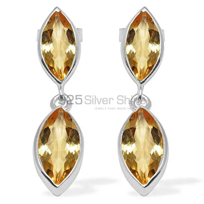 925 Sterling Silver Earrings In Genuine Citrine Gemstone 925SE1112_0