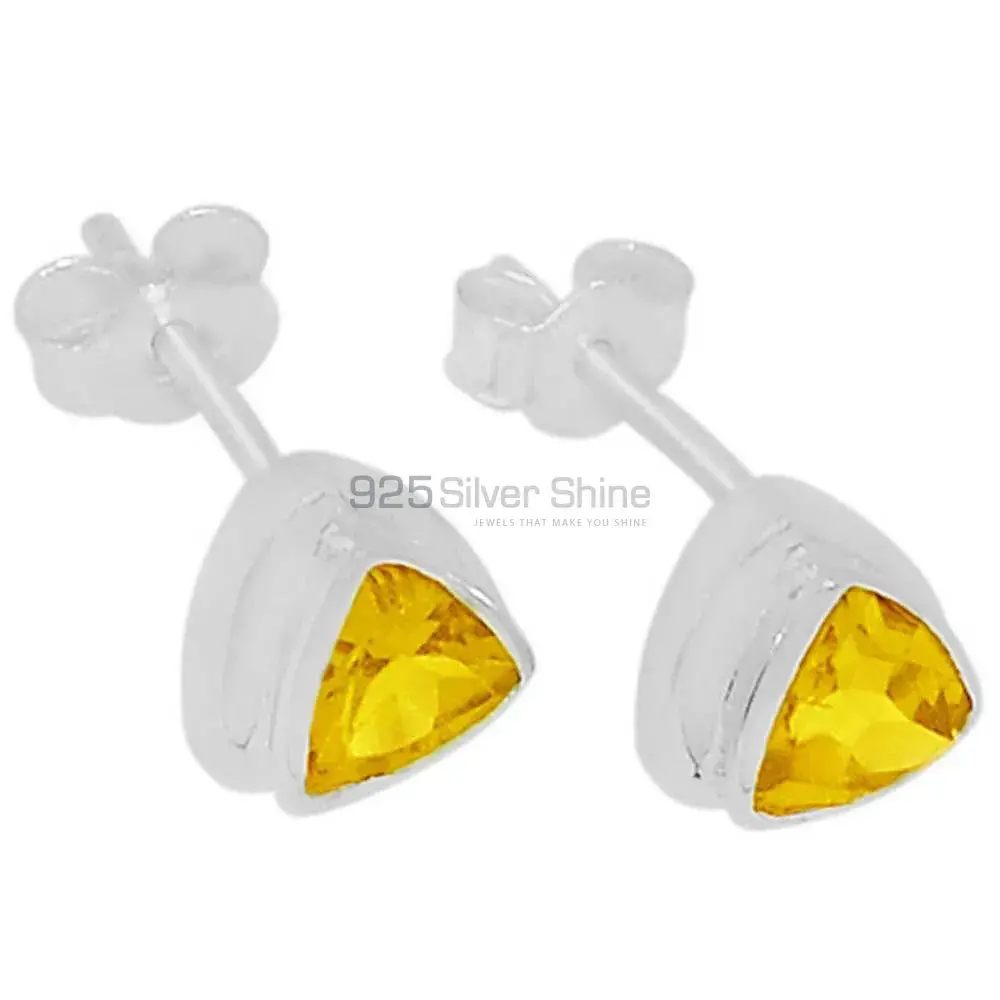 925 Sterling Silver Earrings In Genuine Citrine Gemstone 925SE322_0