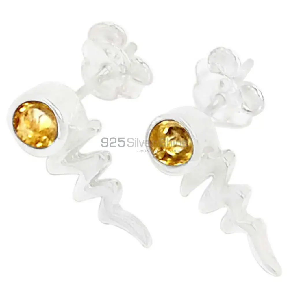 925 Sterling Silver Earrings In Genuine Citrine Gemstone 925SE480
