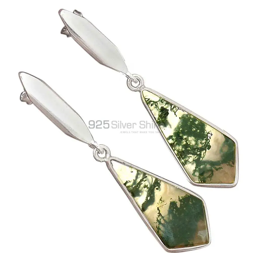 925 Sterling Silver Earrings Wholesaler In Genuine Moos Agate Gemstone 925SE2908_1