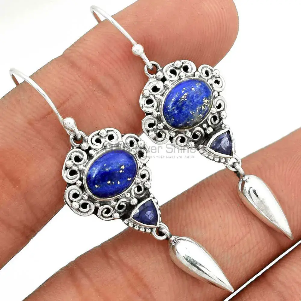 925 Sterling Silver Earrings In Genuine Multi Gemstone 925SE2432_1