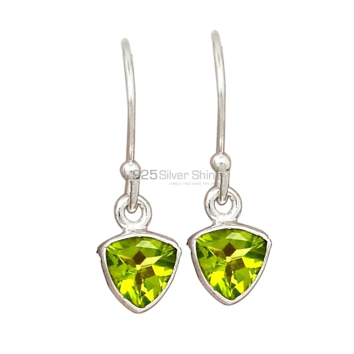 925 Sterling Silver Earrings In Genuine Peridot Gemstone 925SE2353_1