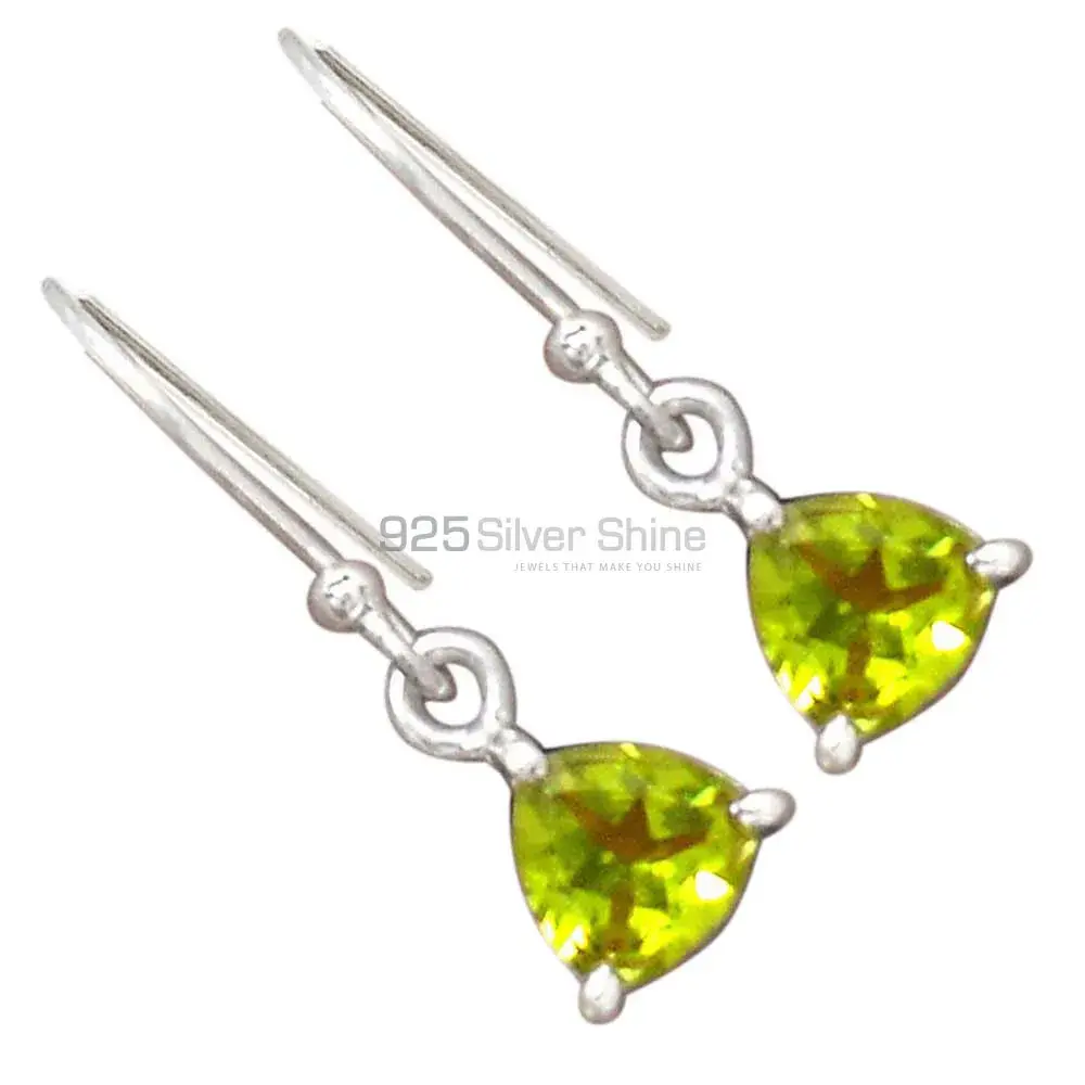 925 Sterling Silver Earrings In Genuine Peridot Gemstone 925SE2353_3