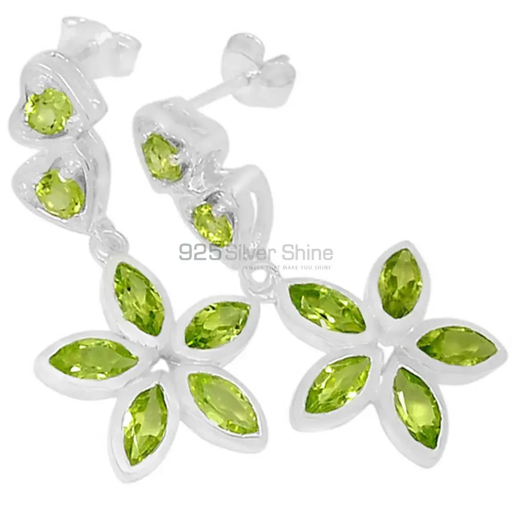 925 Sterling Silver Earrings In Genuine Peridot Gemstone 925SE401_0