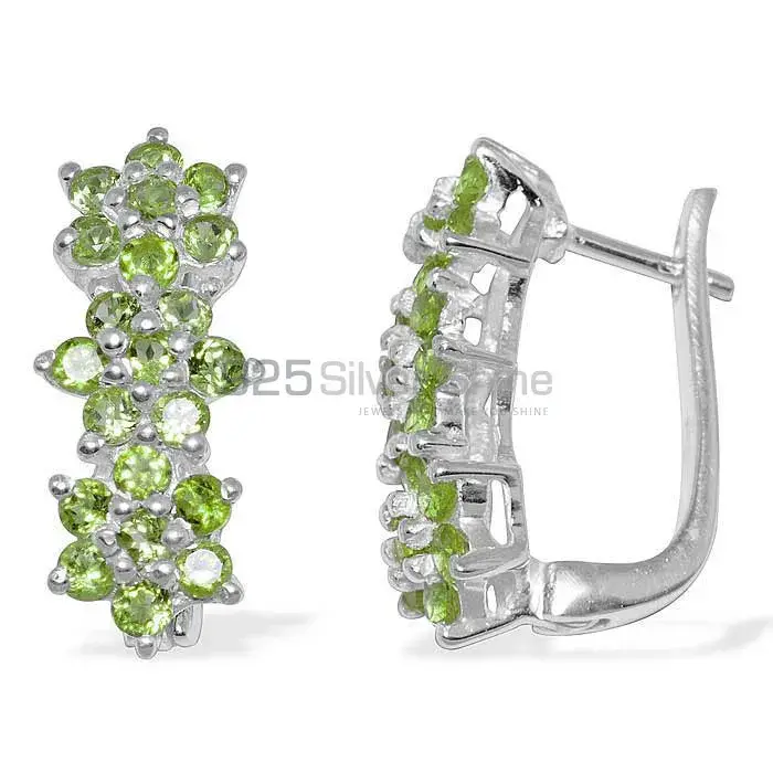 925 Sterling Silver Earrings In Genuine Peridot Gemstone 925SE875_0