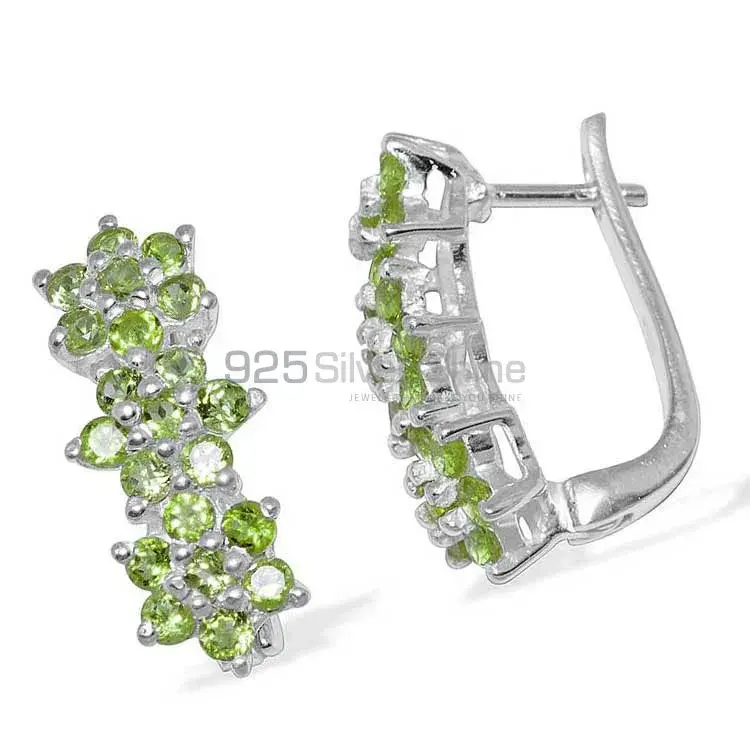 925 Sterling Silver Earrings Wholesaler In Genuine Peridot Gemstone 925SE875_0