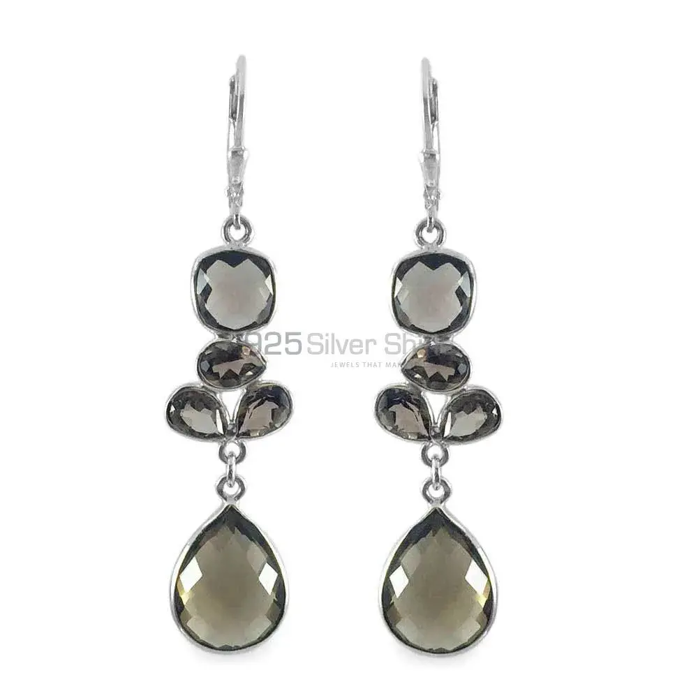 925 Sterling Silver Earrings Wholesaler In Genuine Smoky Quartz Gemstone 925SE1340