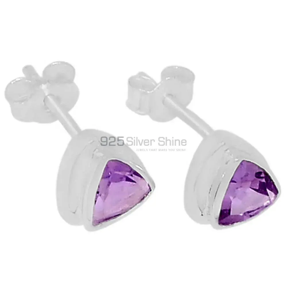 925 Sterling Silver Earrings In Natural Amethyst Gemstone 925SE320_0
