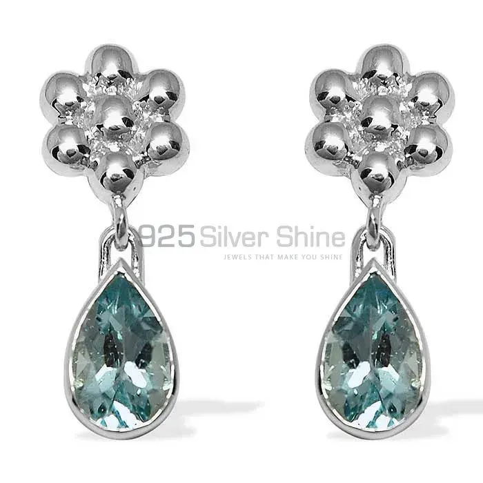 925 Sterling Silver Earrings Wholesaler In Natural Blue Topaz Gemstone 925SE1031
