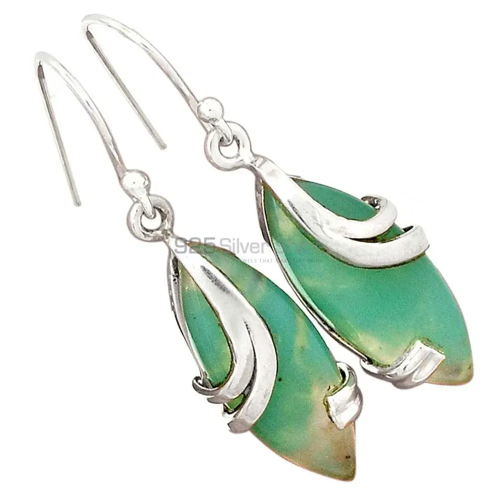 925 Sterling Silver Earrings In Natural Chrysoprase Gemstone 925SE2114_2