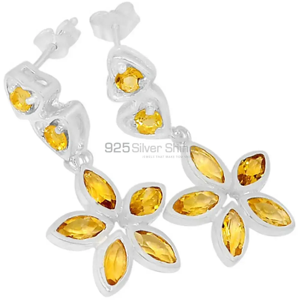 925 Sterling Silver Earrings In Natural Citrine Gemstone 925SE399_0