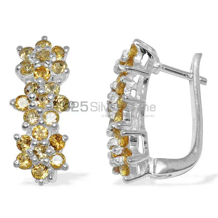 925 Sterling Silver Earrings In Natural Citrine Gemstone 925SE873_0