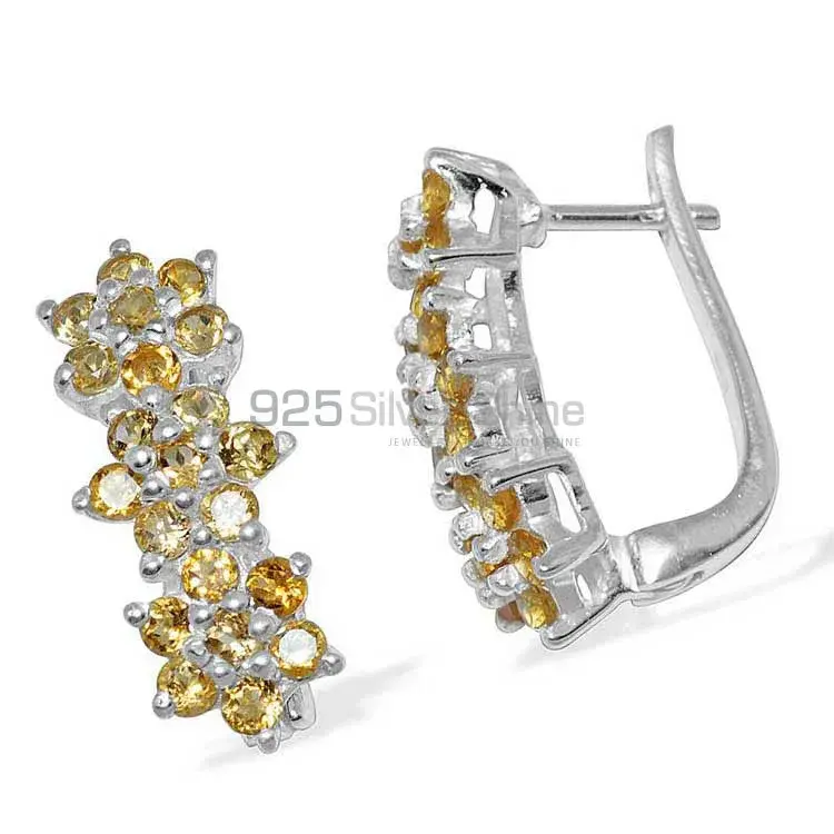 925 Sterling Silver Earrings In Natural Citrine Gemstone 925SE873_1
