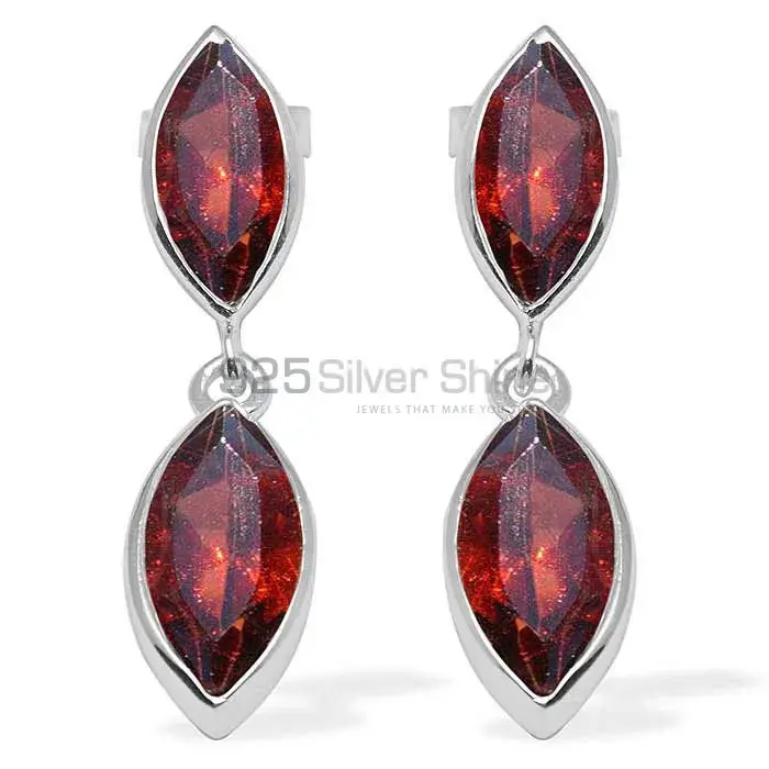 925 Sterling Silver Earrings Wholesaler In Natural Garnet Gemstone 925SE1110