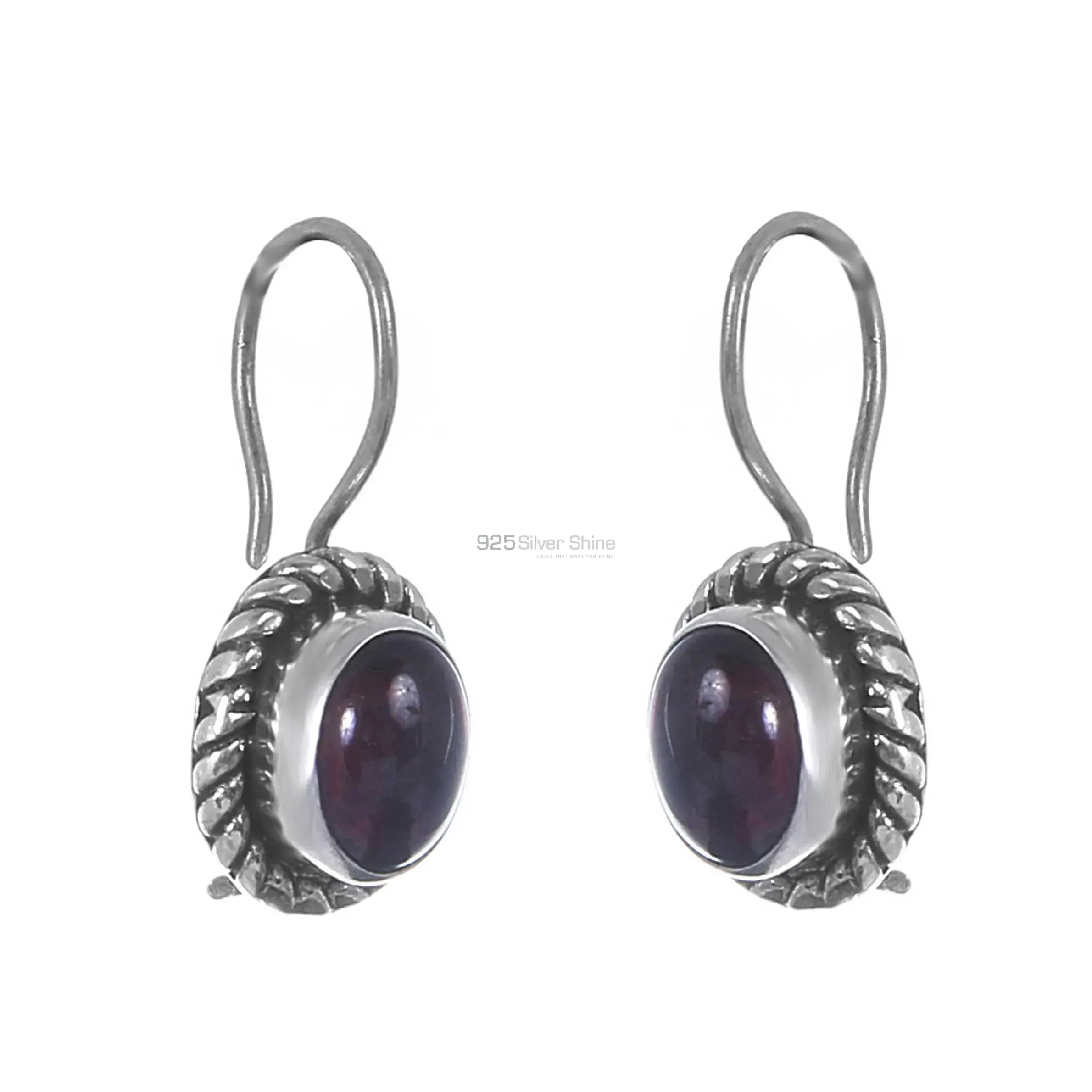 925 Sterling Silver Earrings In Natural Garnet Gemstone 925SE241_2