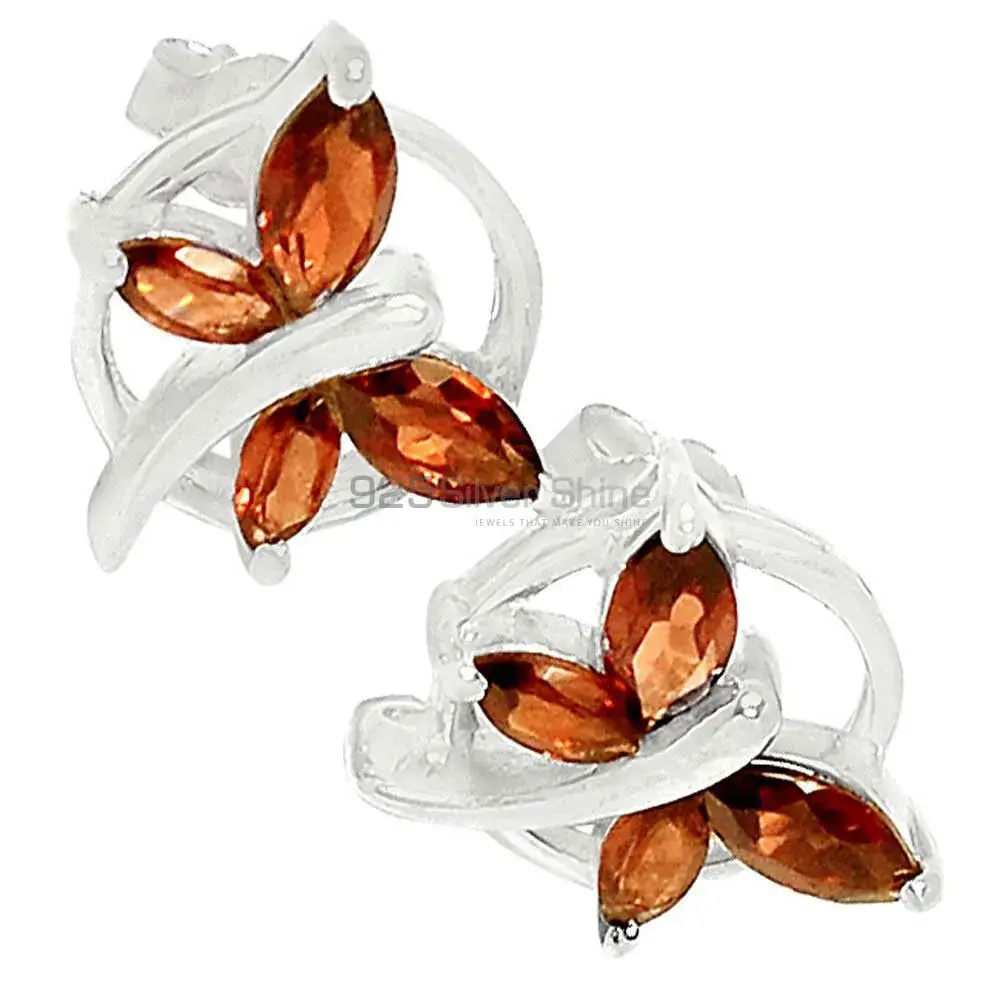 925 Sterling Silver Earrings In Natural Garnet Gemstone 925SE636_0