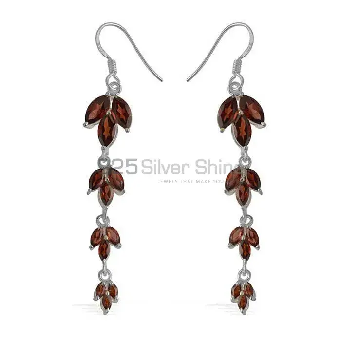925 Sterling Silver Earrings In Natural Garnet Gemstone 925SE952_0