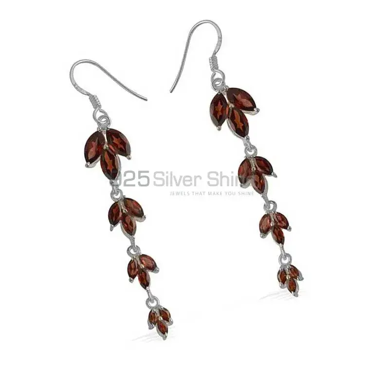 925 Sterling Silver Earrings In Natural Garnet Gemstone 925SE952_1