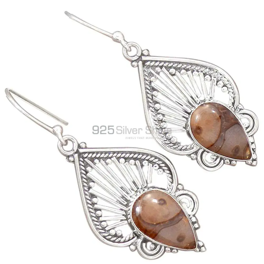 925 Sterling Silver Earrings Wholesaler In Natural Jasper Gemstone 925SE2664_0