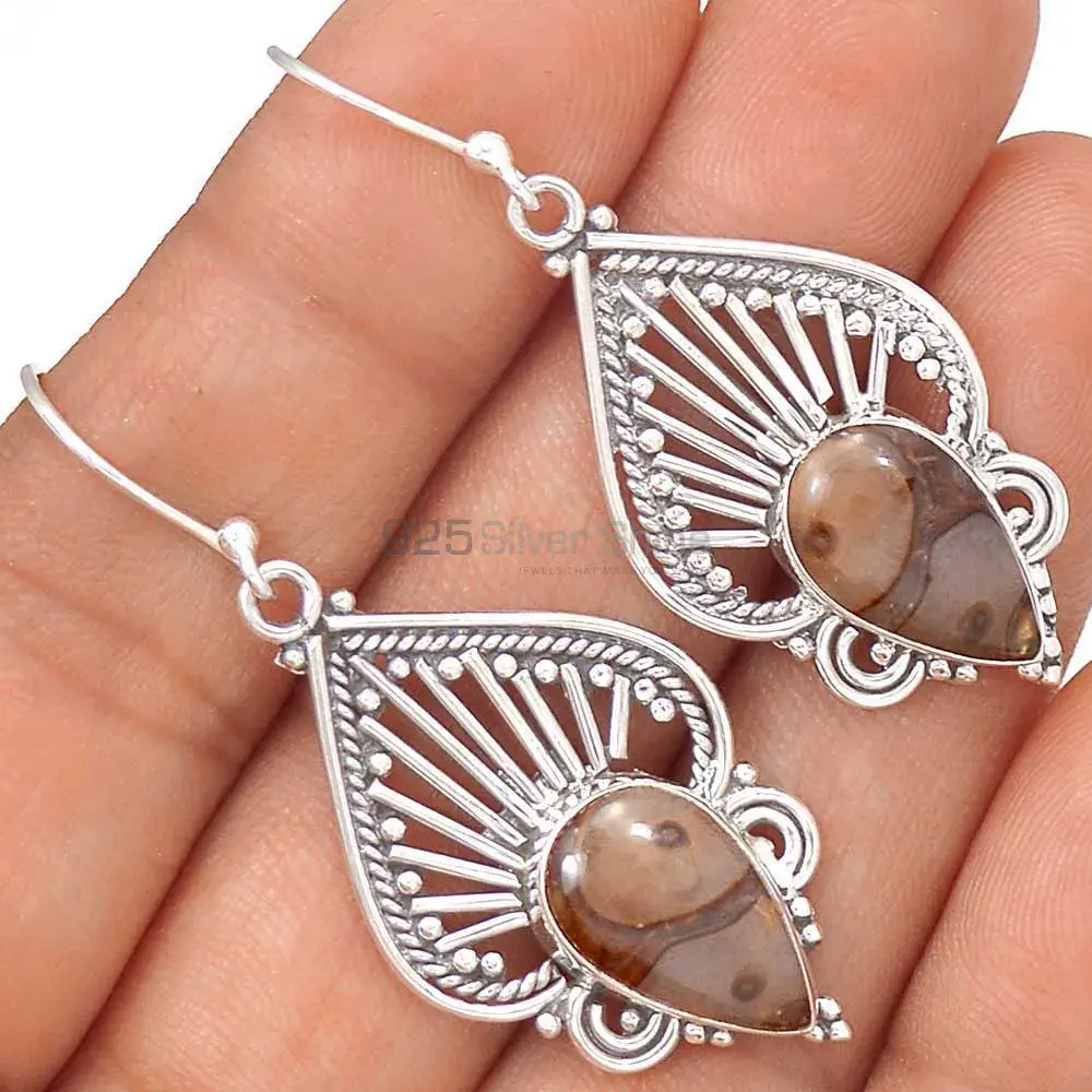 925 Sterling Silver Earrings In Natural Jasper Gemstone 925SE2664_2