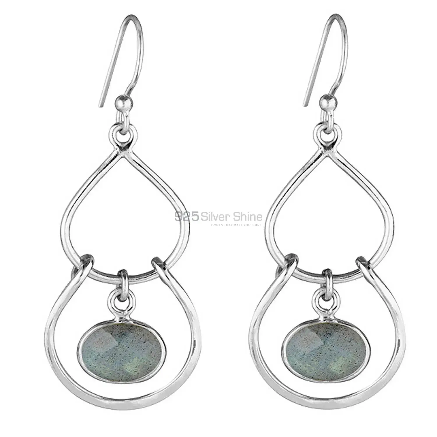 925 Sterling Silver Earrings In Natural Labradorite Gemstone 925SE1855_0