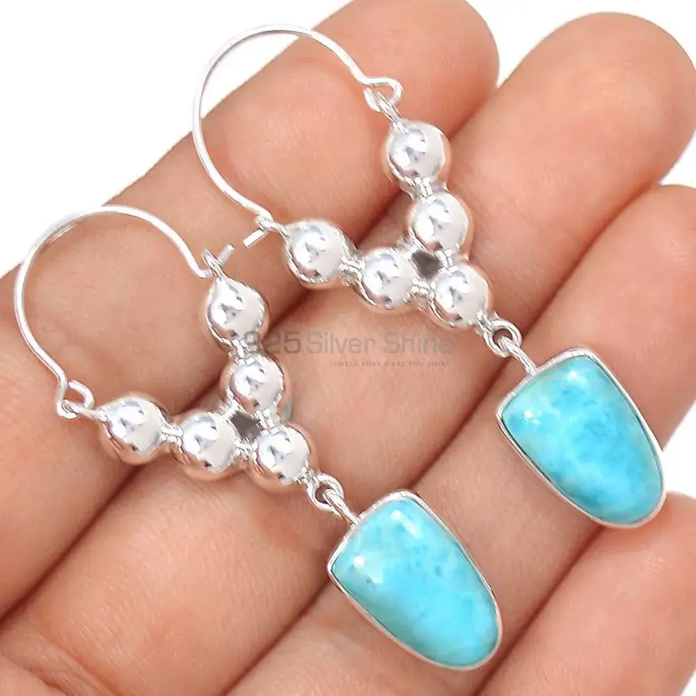 925 Sterling Silver Earrings Wholesaler In Natural Larimar Gemstone 925SE3064_0