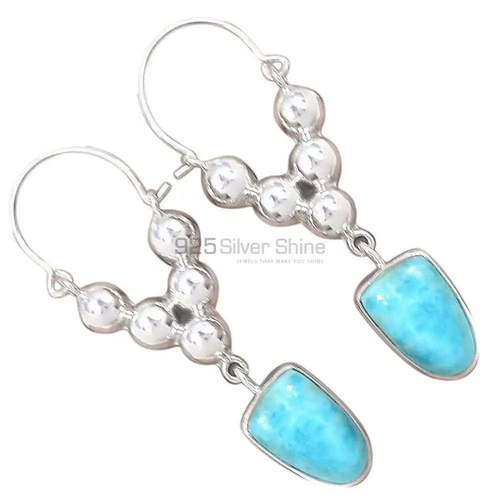925 Sterling Silver Earrings In Natural Larimar Gemstone 925SE3064_1