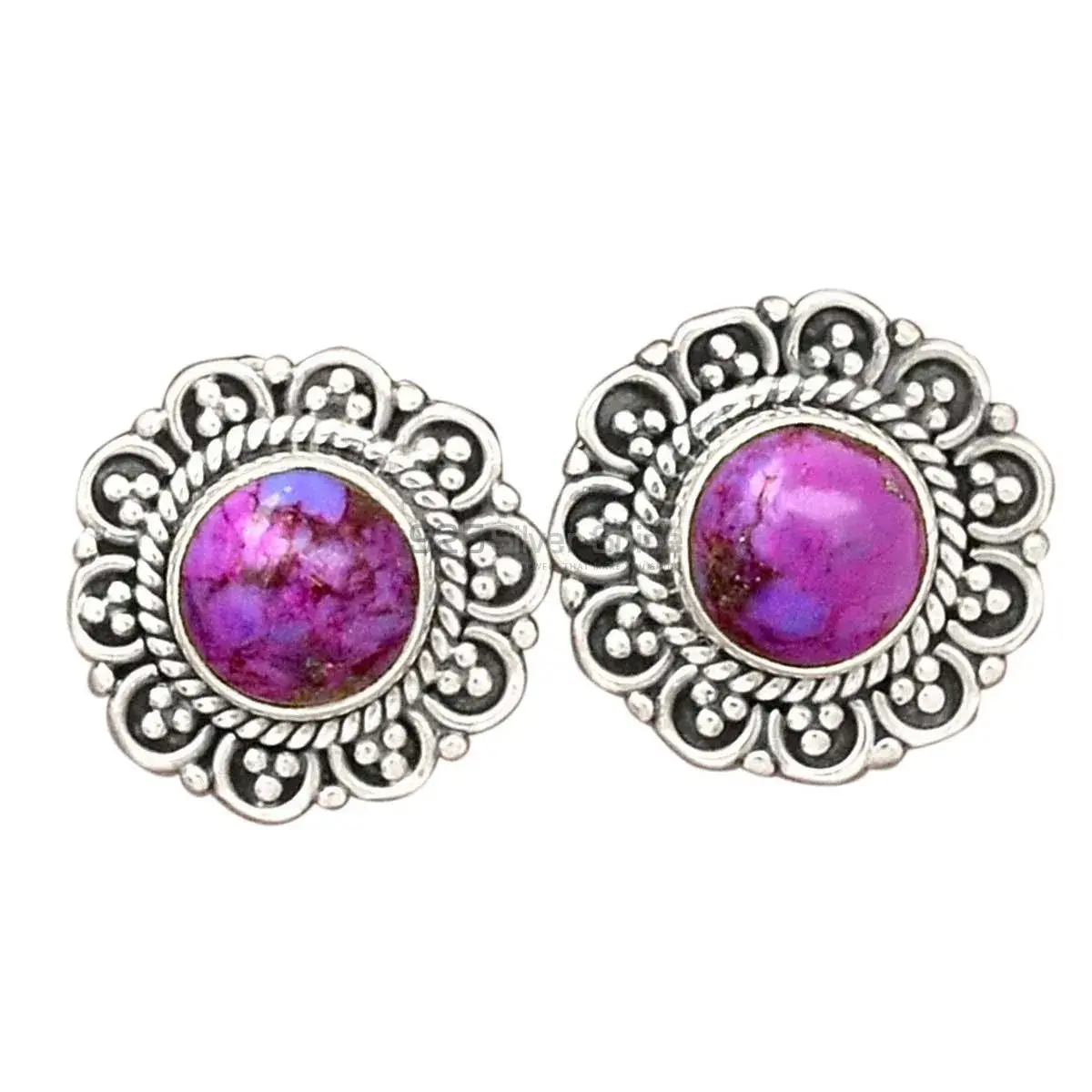 925 Sterling Silver Earrings In Natural Mohave Purple Turquoise Gemstone 925SE2351_0
