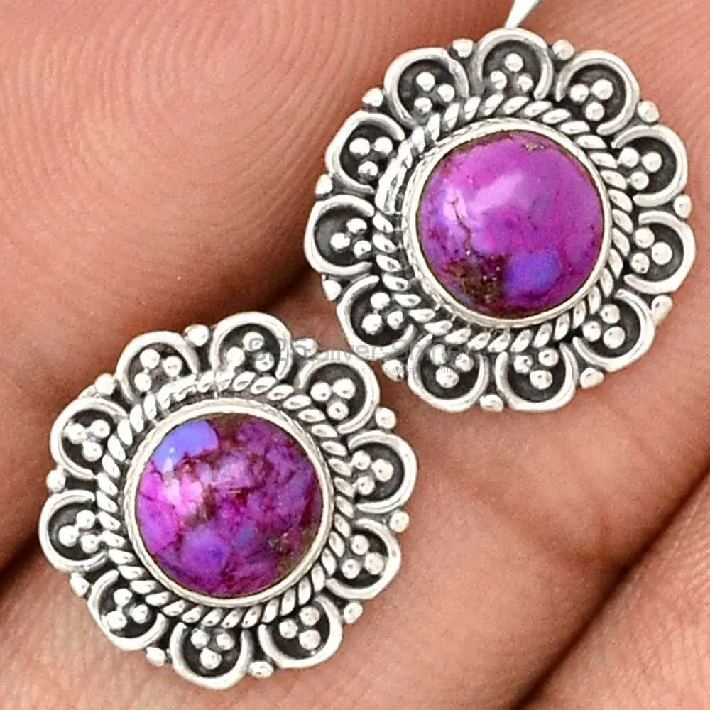 925 Sterling Silver Earrings Wholesaler In Natural Mohave Purple Turquoise Gemstone 925SE2351_0