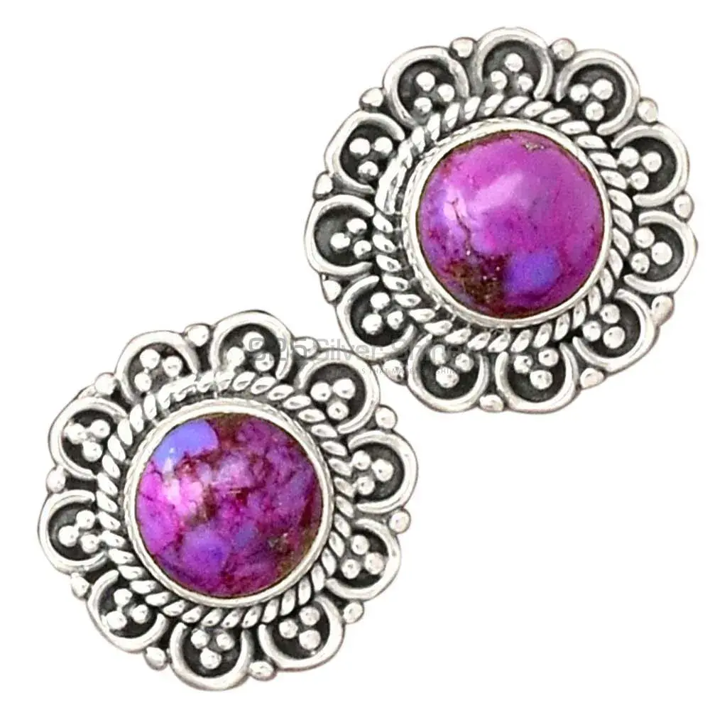 925 Sterling Silver Earrings In Natural Mohave Purple Turquoise Gemstone 925SE2351_2