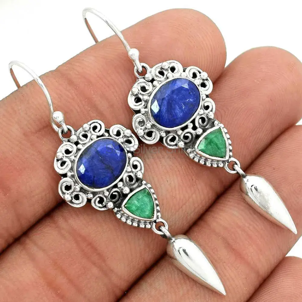 925 Sterling Silver Earrings In Natural Multi Gemstone 925SE2430_1