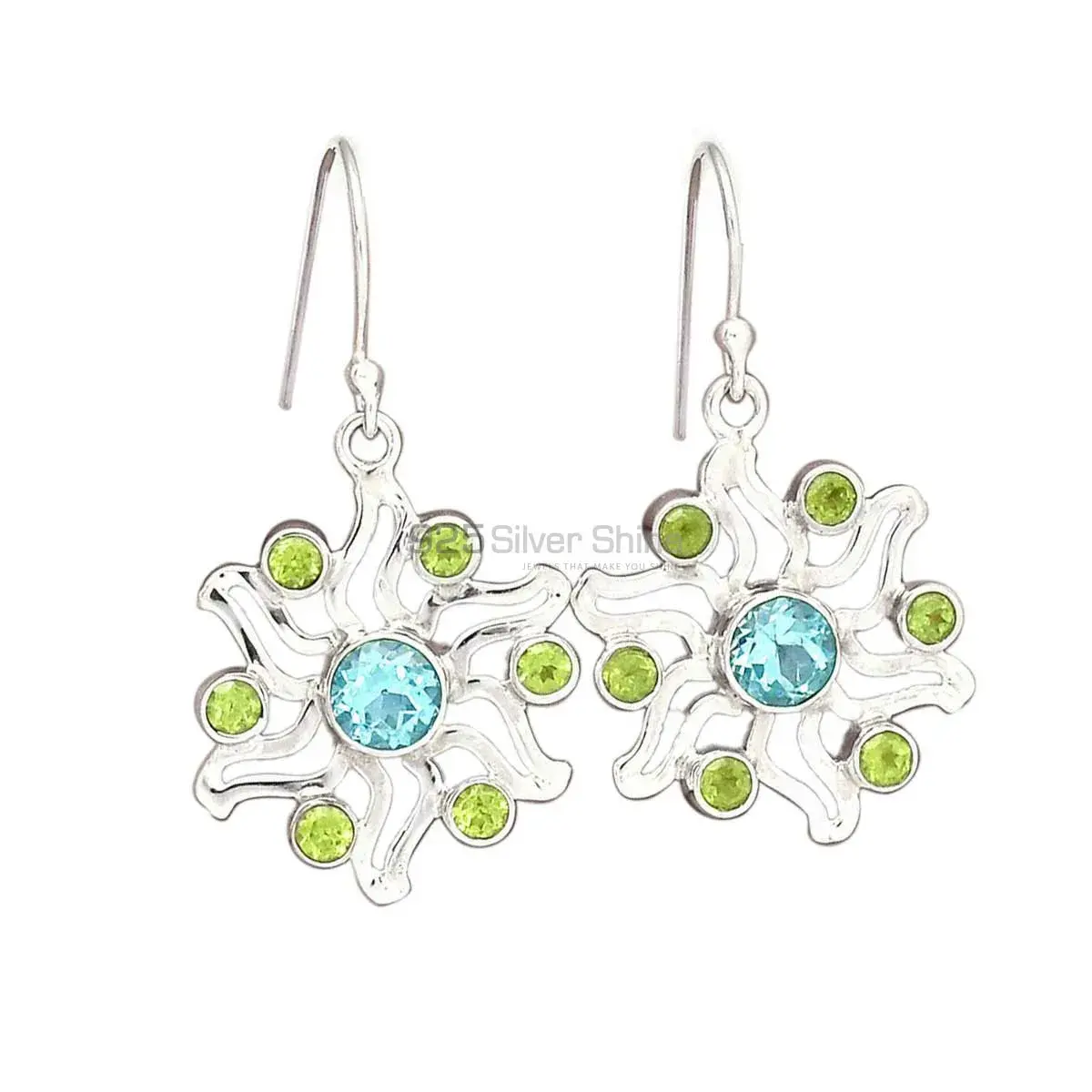 925 Sterling Silver Earrings In Natural Peridot Gemstone 925SE2035